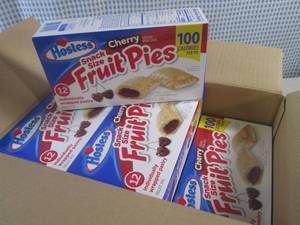 lot 222 image: (C-2) Case of 6 Boxes Hostess Cherry Snack Size Fruit Pies Past Date