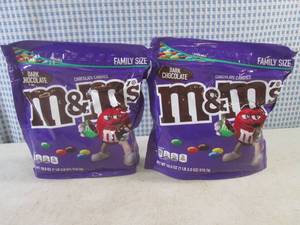 lot 226 image: (B-3) 2 Family Size Bags Dark Chocolate M&ampMs 1 Pound 2 Ounces Best by Jan 2024