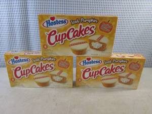 lot 251 image: (C-1) 3 Boxes Hostess Iced Pumpkin Cup Cakes Past Date