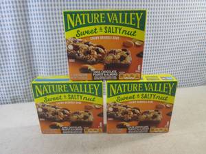 lot 261 image: (B-1) 3 Boxes Nature Valley Dark Chocolate Peanut & Almond Chewy Granola Bars Best by March 2024