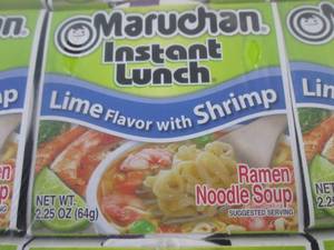 lot 295 image: (EC2) Case of 12 Instant Lunch Ramen Noodle Soup Cups Lime with Shrimp Past Date