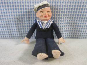 lot 312 image: (FS) Vintage Sailor Doll 9 Tall...
