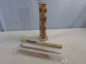 lot 332 image: (FS) Tall Carved Soapstone Incense Burner with Assorted Incense Sticks  Deffuser Reeds 10 58 Tall