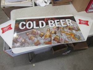 lot 354 image: (EC1) Vintage 1981 Miller High Life Cold Beer Advertising  Light Surround  Folds To V Shape Double Sided 34 x 17 12 When Folded