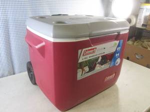lot 359 image: (F-1) Coleman C-Tec Wheeled Cooler 60 Quart94 Cans Comes Stocked with Beverages Just Add Ice