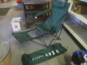lot 360 image: (F-1) Mac Sports Portable Folding Bazaar Armchair with Footrest - Has Hole In Seat