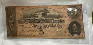 1864 $5 Confederate Currency