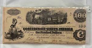 1862 $100 Confederate Bill