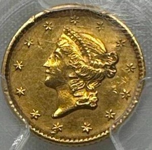 1852 Gold $1 Gold Coin AU Details