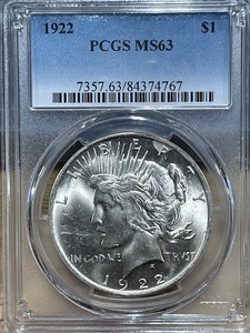 1922 Peace Dollar PCGS MS63