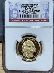 2007-S James Madison Dollar Proof PF70 Ultra Cameo
