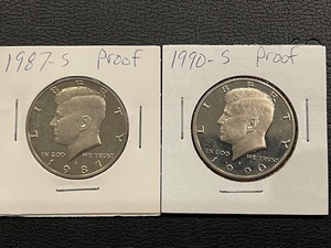 1987-S and 1990-S Kennedy Half Dollar Proofs