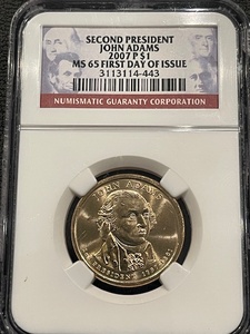 2007-P John Adams Dollar NGC MS65 First Day of Issue
