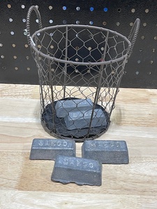 lot 44 image: Lead Ingots and Basket