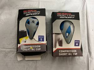 lot 99 image: Two Shock Doctor Compression Shorts with Cups - Size Small and Medium