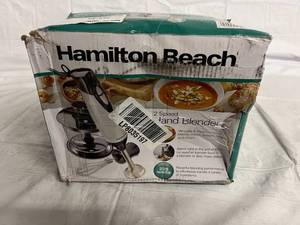 lot 177 image: Hamilton Beach 2-Speed Hand Blender with Chopping Bowl - BlackStainless