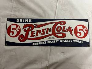 lot 220 image: Vintage Metal Pepsi Sign