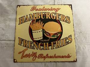 lot 224 image: Vintage Hamburgers and French Fries Metal