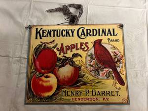 lot 226 image: Vintage Kentucky Cardinal Apples Metal Sign