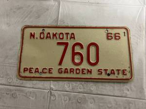 lot 233 image: Vintage 1966 North Dakota License Plate