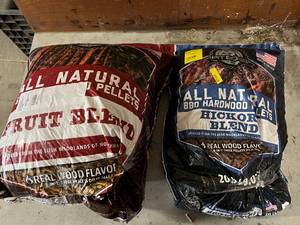 lot 268 image: 40lb Bag of Fruit Blend and 20lb Bag of Hickory Blend Smoling Pellets - Taped Bag