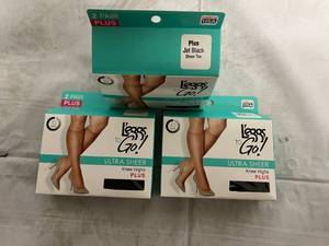 lot 319 image: 6 Pairs of Plus, Jet Black, Knee High Leggs to Go Pantyhose