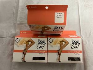 lot 325 image: 3 Pairs of XL Off Black Leggs to Go Pantyhose