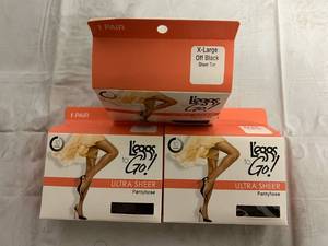 lot 328 image: 3 Pairs of XL Off Black Leggs to Go Pantyhose