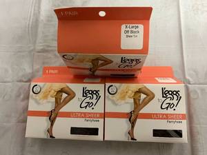 lot 329 image: 3 Pairs of XL Off Black Leggs to Go Pantyhose