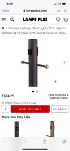 lot 10 image: Bronze 84H Cross Arm Outlet Dusk-to-Dawn Inground Lamp Post ($124 Retail Value)