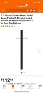 lot 23 image: SOLUS 7 ft. Black Outdoor Lamp Post, Traditional In Ground Light Pole with Cross Arm and Grounded Convenience Outlet ($112.82 Retail Value)
