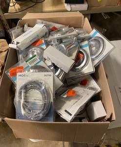 lot 42 image: Huge lot of MOEN Plumbing Showers, Towel Bars etc.. ($700 Retail Value)