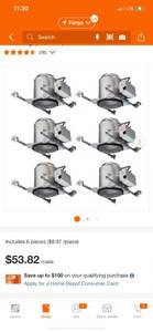 lot 61 image: HALO E26 Series 5 in. Aluminum New Construction IC Air-Tite Recessed Housing (6-Pack) ($53.82 Retail Value)