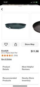 lot 65 image: Everbilt 24 in. Plastic Drain Pan ($11.98 Retail Value)