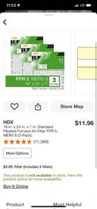 lot 72 image: HDX 18 in. x 24 in. x 1 in. Standard Pleated Furnace Air Filter FPR 5, MERV 8 (3-Pack) ($11.96 Retail Value)