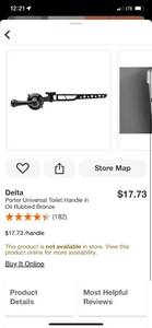 lot 84 image: Delta Porter Universal Toilet Handle in Oil Rubbed Bronze ($17.73 Retail Value)