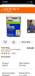 lot 100 image: Frost King 12 in. x 15 ft. Foil and Fiberglass Duct Insulation ($18.85 Retail Value)
