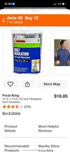 lot 103 image: Frost King 12 in. x 15 ft. Foil and Fiberglass Duct Insulation ($18.85 Retail Value)