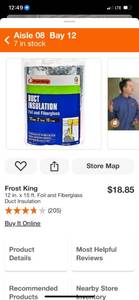 lot 104 image: Frost King 12 in. x 15 ft. Foil and Fiberglass Duct Insulation ($18.85 Retail Value)