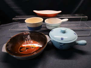 lot 219 image: Aluminum Casseroles, Pottery Bowls