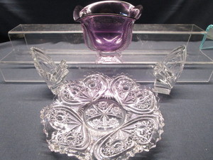 lot 222 image: Art Glass, Dish, Candle Holders