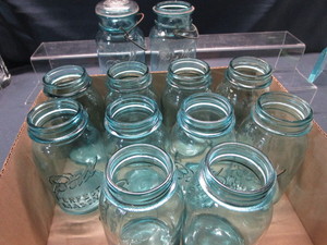 lot 235 image: Blue Canning Jars