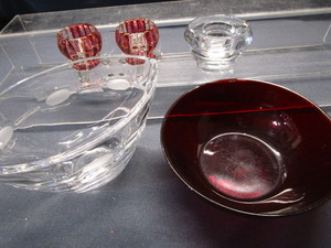 lot 238 image: Lenox, Ruby Bowl, Candle Holders