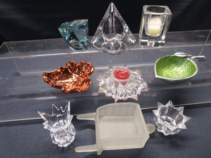 lot 246 image: Wheelbarrow, Paperwgts, Candle Holders