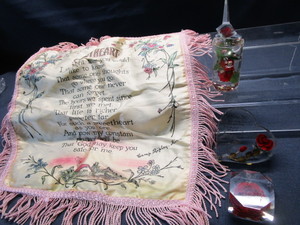 lot 286 image: Vintage Pillow Cover - Camp Ripley, Acrylic Roses