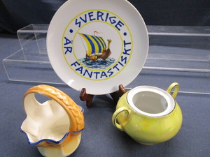 lot 130 image: Swedish Plate, Czech Basket, German Creamer