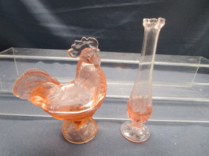 lot 91 image: Pink Rooster & Vase