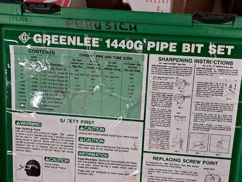 lot 126 image: Greenlee Pipe Bit Set 1440G with Case