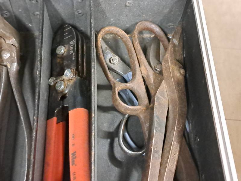 lot 182 image: Tool Box with Misc. Sheet Metal Snips