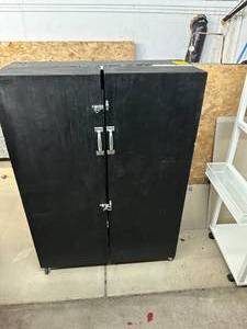 Black Wooden Bifold Display Cabinet 48 x 36 x 15 Closed